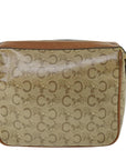 CHRISTIAN D1OR C Macadam Canvas Clutch Bag Coated Canvas Beige Auth bs8432