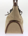 BBERRY Blue Label Tote Bag Canvas Leather Brown Auth bs8612