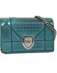 CHRISTIAN D1OR Chain Shoulder Bag Patent leather Light Blue Auth bs9340