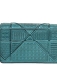 CHRISTIAN D1OR Chain Shoulder Bag Patent leather Light Blue Auth bs9340