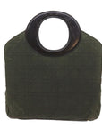 CHRISTIAN D1OR Canage Hand Bag Nylon Khaki Auth bs9789