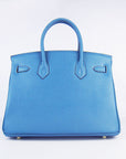 HMS Birkin 30cm Togo Leather Handbags Blue Golden