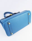 HMS Birkin 30cm Togo Leather Handbags Blue Golden