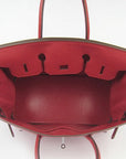 HMS Birkin 35cm Togo Leather Handbags Red Silver