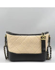 A91810 Beige Leather Gabrielle Hobo Small Chain Shoulder and Crossbag CH