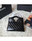 31 Gold Hardware Small Shiny Lambskin Shoulder Bag Black CH