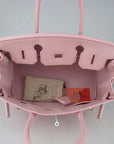 HMS Birkin 30cm Togo Leather Handbags Pink Silver