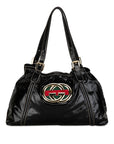 GCCI Bride Double G Sy Line Tote Bag 162094 Black G Patent Leather GCCI