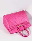 HMS Birkin 35cm Ostrich Leather Bag Rose Gold