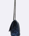 A37587 Metallic Blue Vintage 2 55 Old Large Gold Chain Shoulder Bag CH