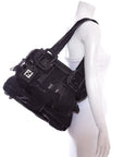 FNDI CROSSWORDS Black Woven Mesh Tote