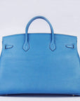HMS Birkin 35cm Togo Leather Handbags 6099 Blue Golden
