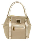 BBERRY Blue Label Shoulder Bag Canvas Leather Beige Auth cl649