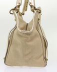 BBERRY Blue Label Shoulder Bag Canvas Leather Beige Auth cl649