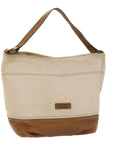 BBERRY Blue Label Shoulder Bag Canvas Beige Auth cl702