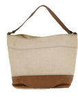 BBERRY Blue Label Shoulder Bag Canvas Beige Auth cl702