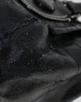 BBERRY Blue Label Shoulder Bag Coated Canvas Black Auth cl755