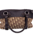 CHRISTIAN D1OR Brown Logo Oblique Canvas Satchel Shoulder Bag