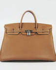 HMS Birkin 35cm Togo Leather Handbags 6099 Light Coffee Silve