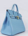 HMS Birkin 35cm Togo Leather Handbags Light Blue Golden