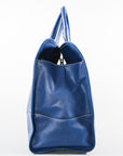 PRD Blue Leather Lucido Tote Top Handle Bag w/ Strap