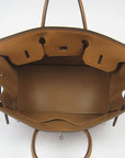 HMS Birkin 35cm Togo Leather Handbags 6099 Light Coffee Silve