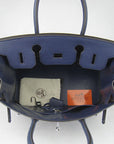 HMS Birkin 30cm Togo Leather Handbags Dark Blue Silver