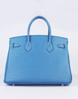 HMS Birkin 30cm Togo Leather Handbags Blue Silver