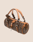 CHRISTIAN D1OR BROWN TROTTER ROMANTIQUE MINI BARREL BAG