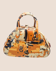 CHRISTIAN D1OR 2001 ORANGE PRINTED DOUBLE SADDLE BOWLER BAG
