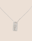 CHRISTIAN D1OR 2000s SILVER RHINESTONE DOG TAG NECKLACE