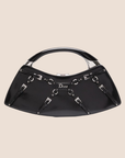 CHRISTIAN D1OR 2003 FALL BLACK LEATHER MINI BONDAGE CLUTCH