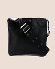 CHRISTIAN D1OR BLACK LEATHER STREET CHIC COLUMBUS MESSENGER BAG