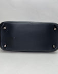 Be D1OR Flap Black Top Handle Bag in Calfskin, Silver hardware
