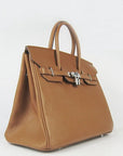 HMS Birkin 35cm Togo Leather Handbags Light Coffee Silver