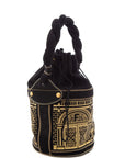 FNDI Black & Gold Baroque Suede Palazzo Bucket Bag