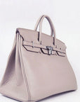 HMS Birkin 35cm Togo Leather Handbags 6099 Grey Silver