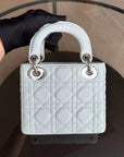 *Rare Caviar* D1OR Lady Mini - Cannage Grained Calfskin Glacier White Ice Blue Silver Hardware Adjustable Strap