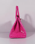 HMS Birkin 35cm Crocodile Leather Handbag Rose Gold