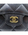 A82288 Black caviar skin gold COCO logo quilted classic small flap bi fold wallet CH