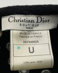 CHRISTIAN D1OR Black Wool Grommets Eyelets French Beret Hat