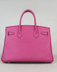 HMS Birkin 30cm Togo Leather Handbags Peach Silver