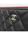 A82552 Black Classic Lambskin Silver Logo Large Clutch CH