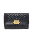 A80603 Black Caviar Skin Boy Chevron Card Business Holder CH
