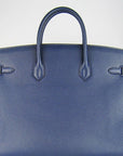 HMS Birkin 35cm Togo Leather Handbags 6099 Dark Blue Silver