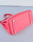 HMS Birkin 30cm Togo Leather Handbags Lip Pink Golden
