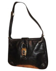 1950s GCCI Vintage Bluish Black Leather Jackie Hobo Bag