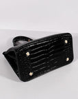 HMS Birkin 30cm Crocodile Leather Bag With Strap Black Gold