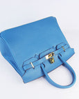 HMS Birkin 30cm Togo Leather Handbags Blue Golden