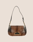 CHRISTIAN D1OR BLACK & BROWN COW PRINT MALICE SHOULDER BAG